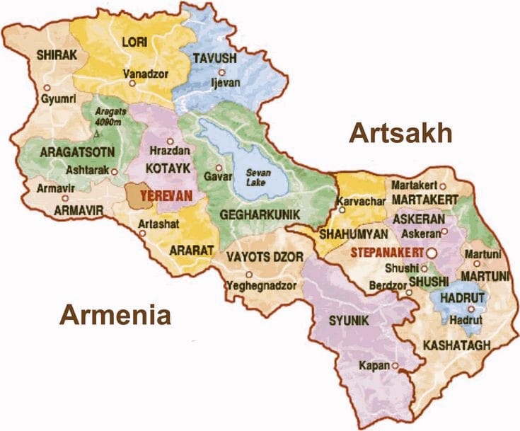 Административное деление Армении с Нагорно-Карабахской республикой